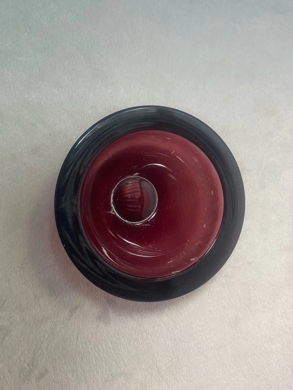 Murano Italian Sculpted Red Sommerso Blown Art Glass Bowl Dish MCM Vintage